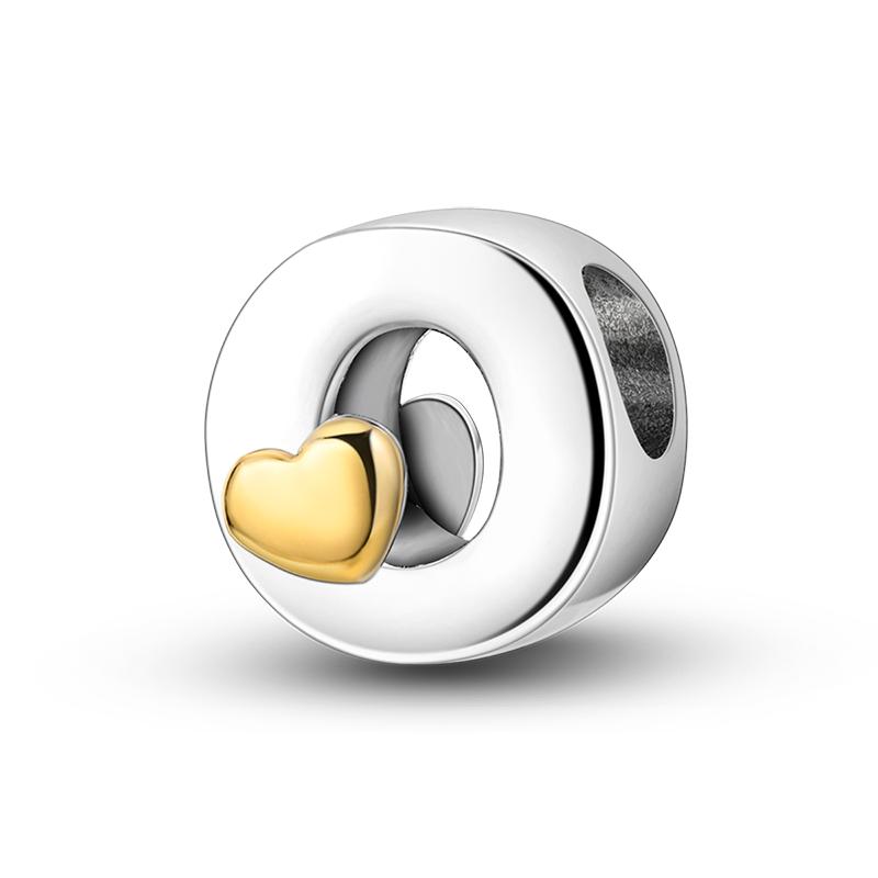 Versilbert DIY Alphabet Anhänger Perlen LIEBE Herz Buchstabe Geschenk Dangle Passend Original Armband Armreif Schmuck Markierung