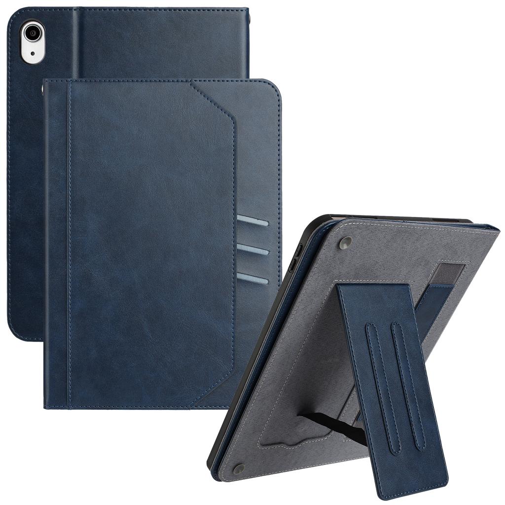 For iPad mini (2021) Wallet Case Auto Wake/Sleep Leather Flip Tablet Cover Cowhide Texture