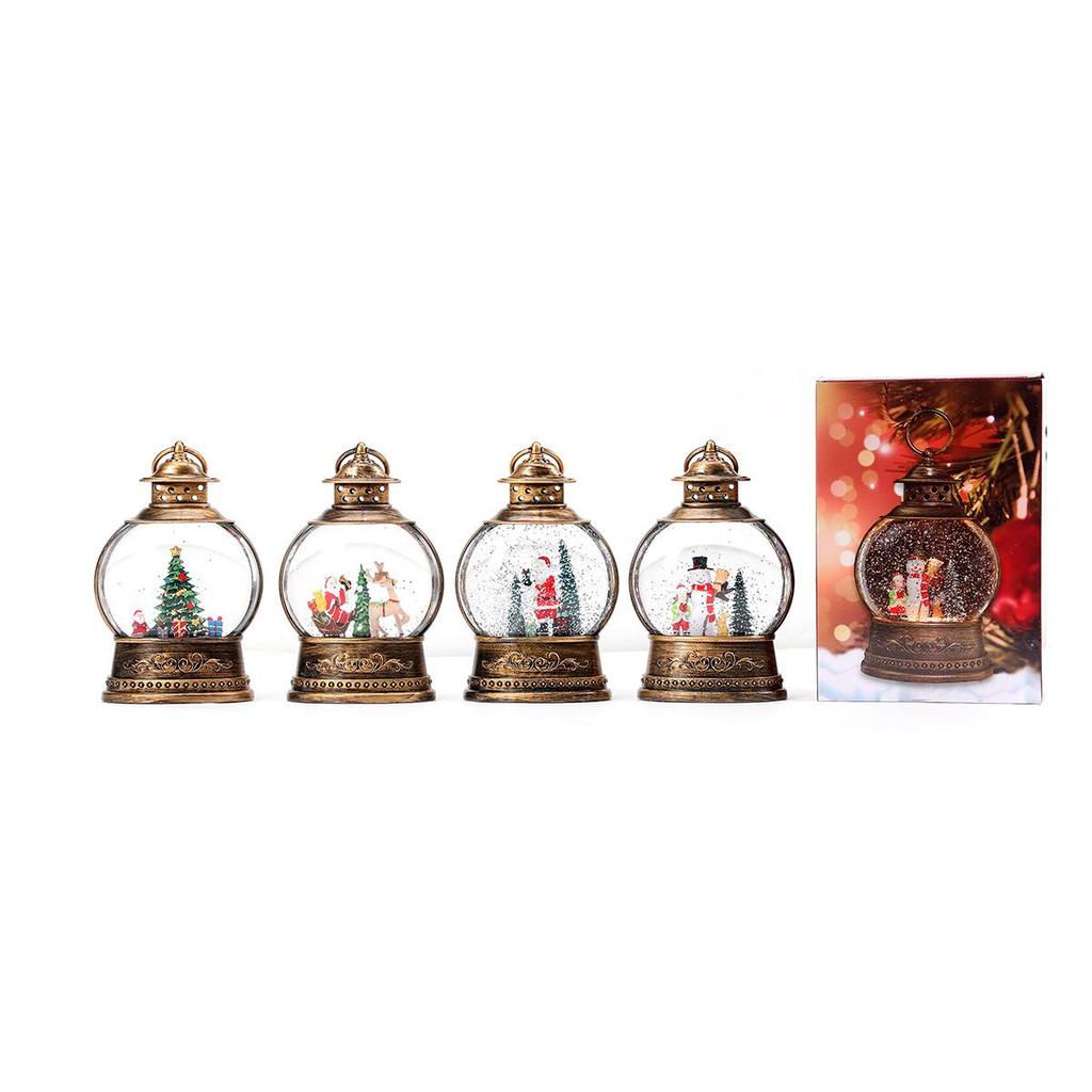 USB Concert Snow Globe Christmas Ornament - Luminous Resin Lantern with Golden Horse