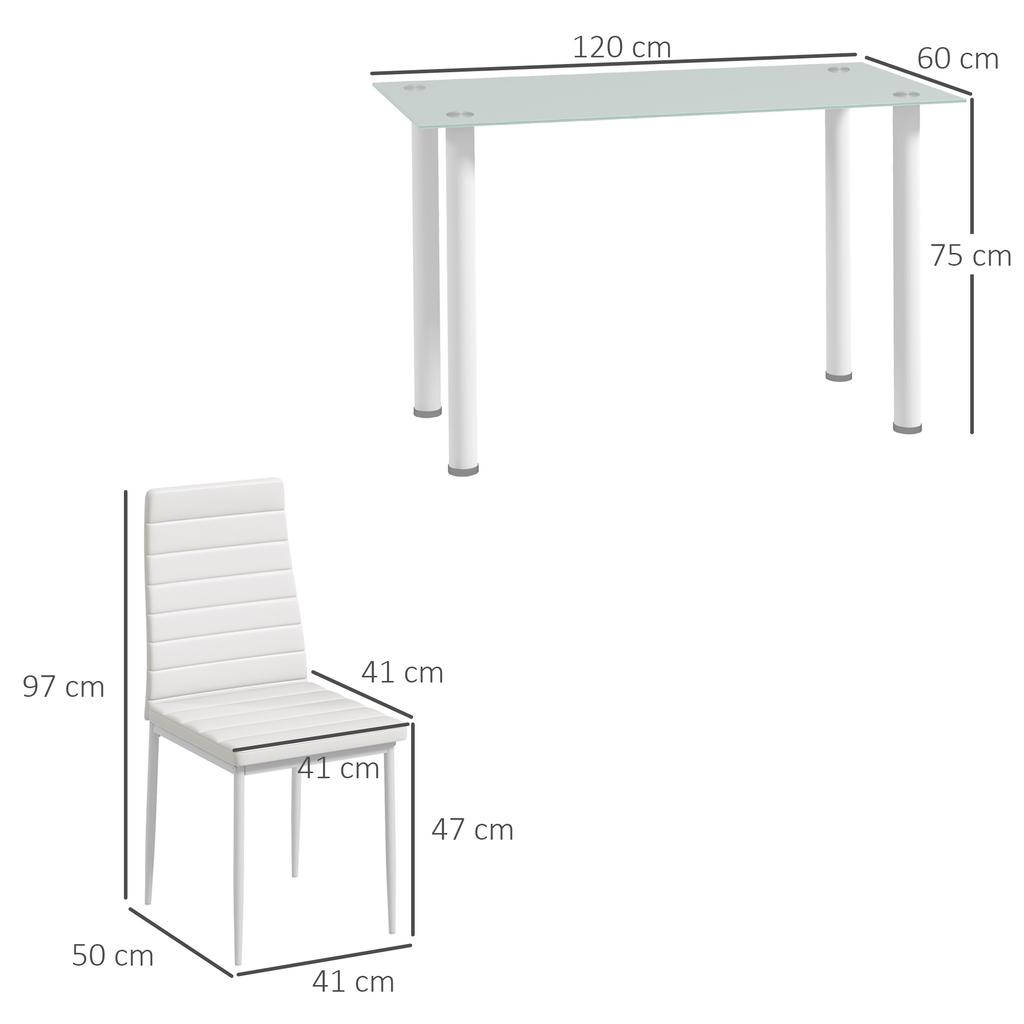 5 Piece Dining Set Seating Group Dining Table With 4 Chairs Modern Design Glass Table White