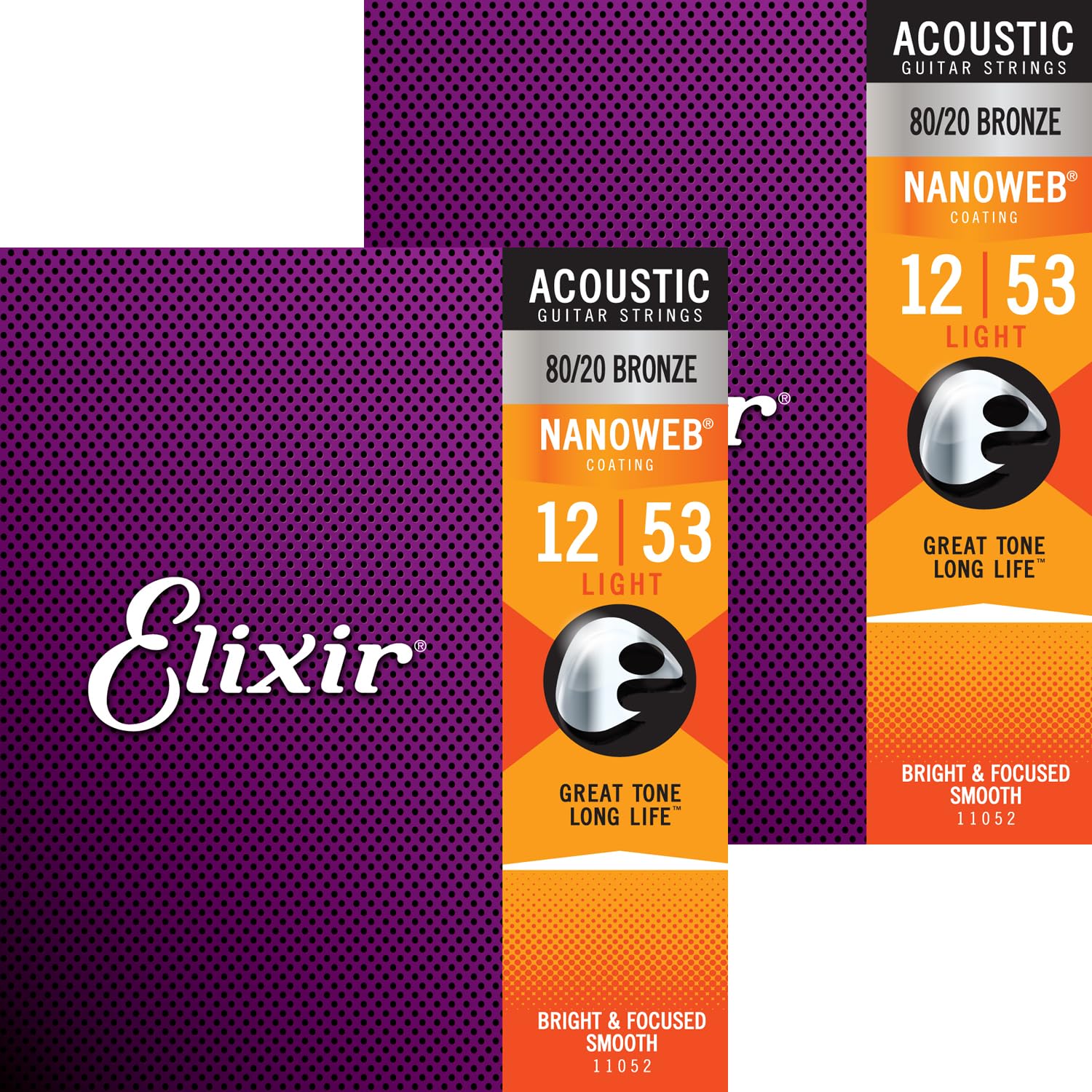 

Струны для акустической гитары Elixir NANOWEB 8020 Bronze Light .012-.053 #11052 Набор из 2 []