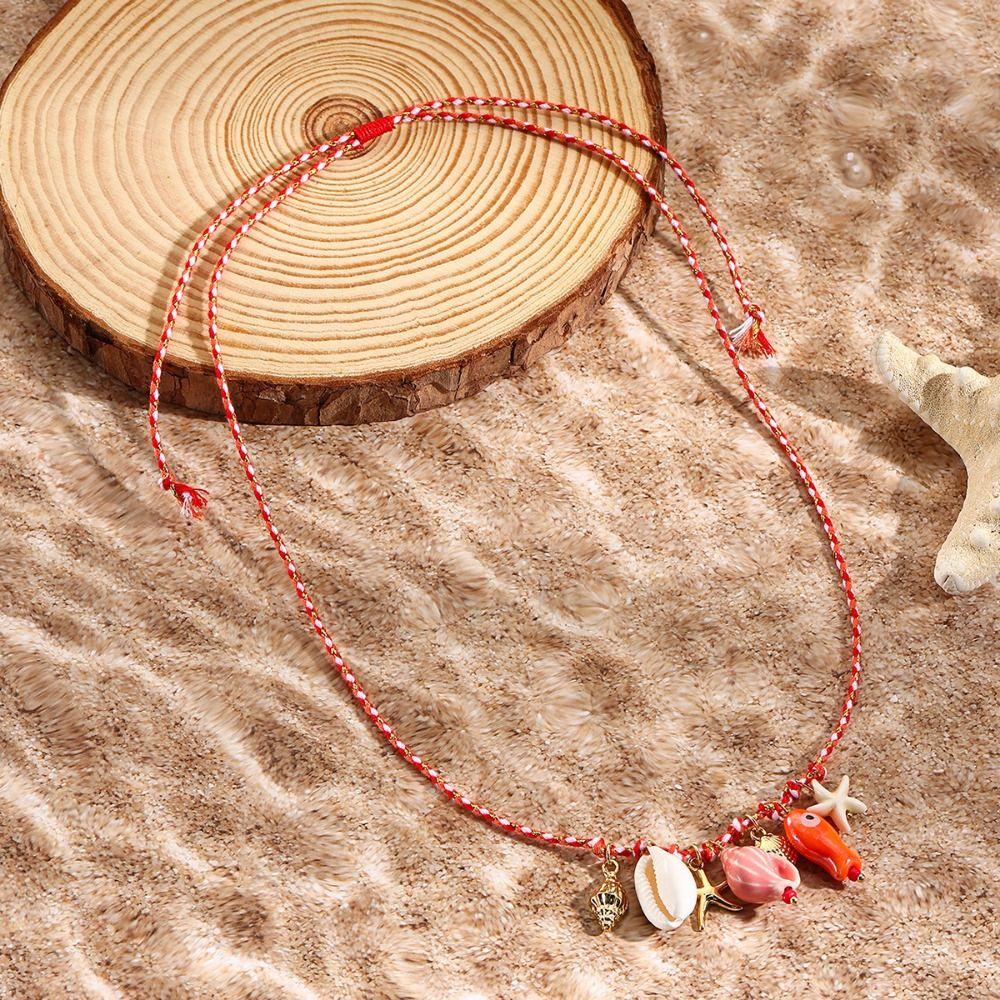 Ornaments Shell Starfish Necklace Adjustable Shell Starfish Beach Chain  Women