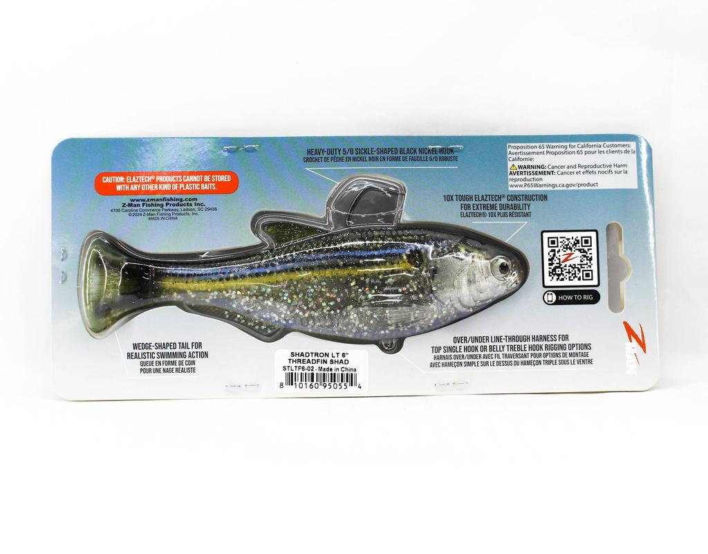 Zman Soft Lure Shadtron LT Swimbait 6 Inch Threadfin Shad (0554)