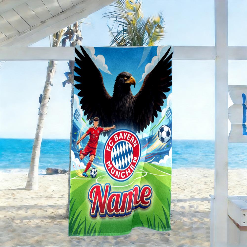 Bayern Munich Fan Poster Customize Your Name Beach Towel Quick-Dry Soft Microfiber