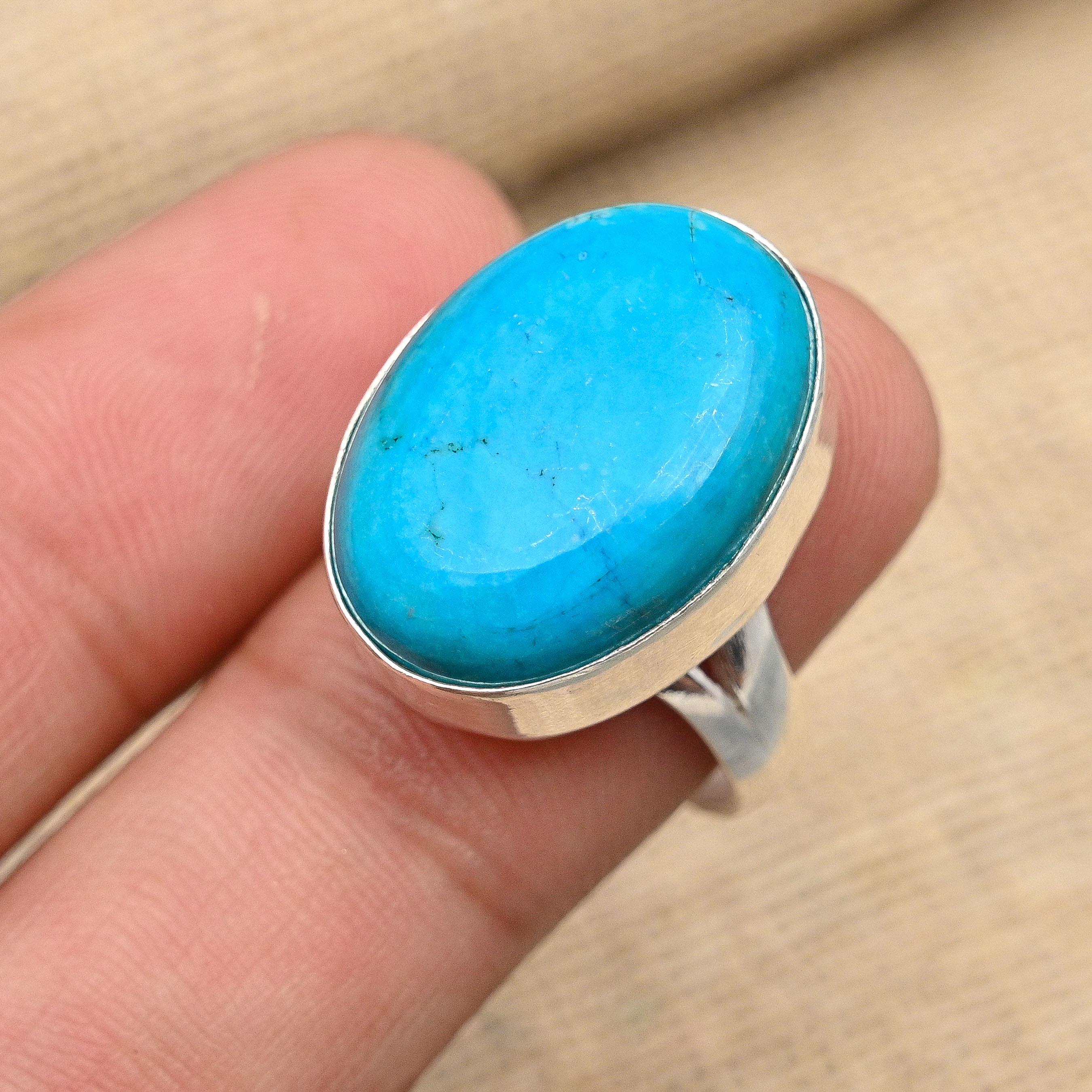 Anello in argento sterling 925 con pietra preziosa turchese Anello in argento sterling 925 con pietra preziosa turchese