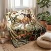 Dinosaurs In Ancient Garden Blanket Personalized Name Flannel Blanket Soft Cozy Plush Throw for Sofa Bed Lightweight Home Decor