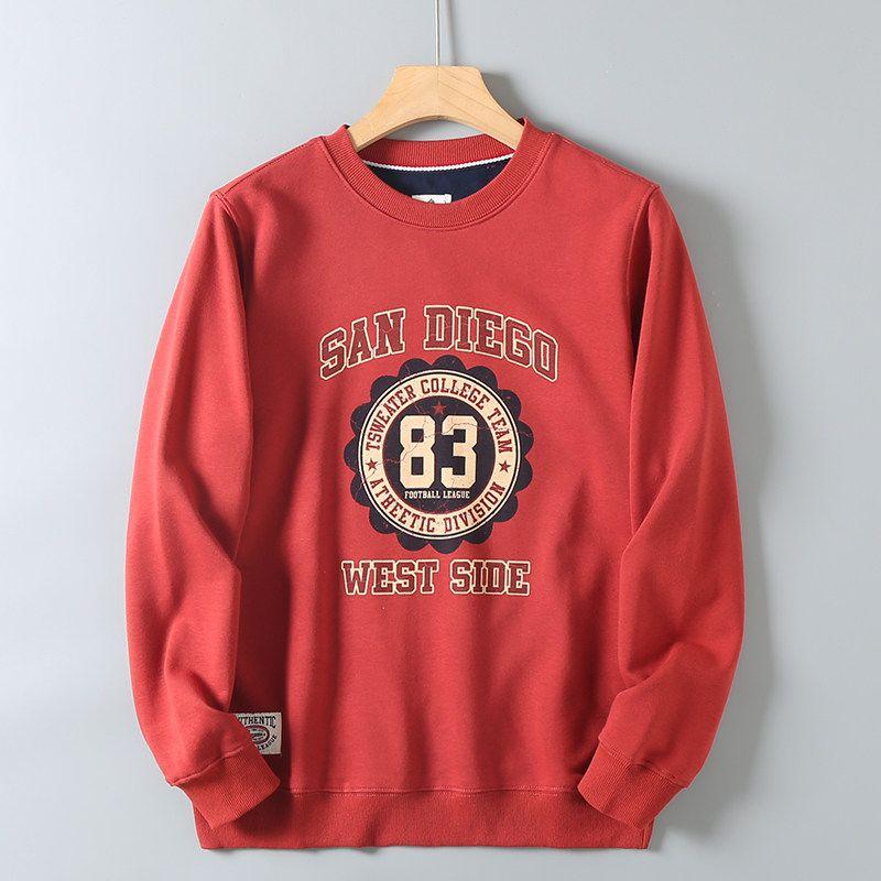 Hk Order! American-Style Casual Retro Trendy Printed Unisex Loose Round-Neck Pullover Long-Sleeve Terry Cotton Sweatshirt