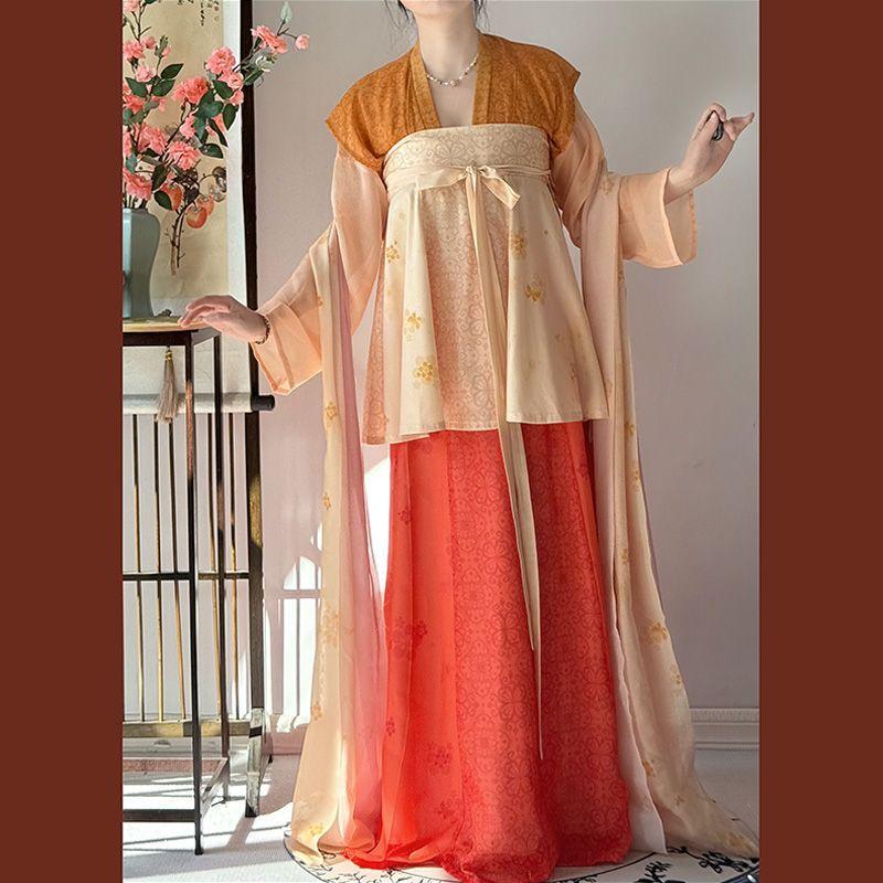 Restore Chinese Tang Dynasty Style Hanfu For Women Tang  Beizi One Piece Skirt Daily Dopamine Suit