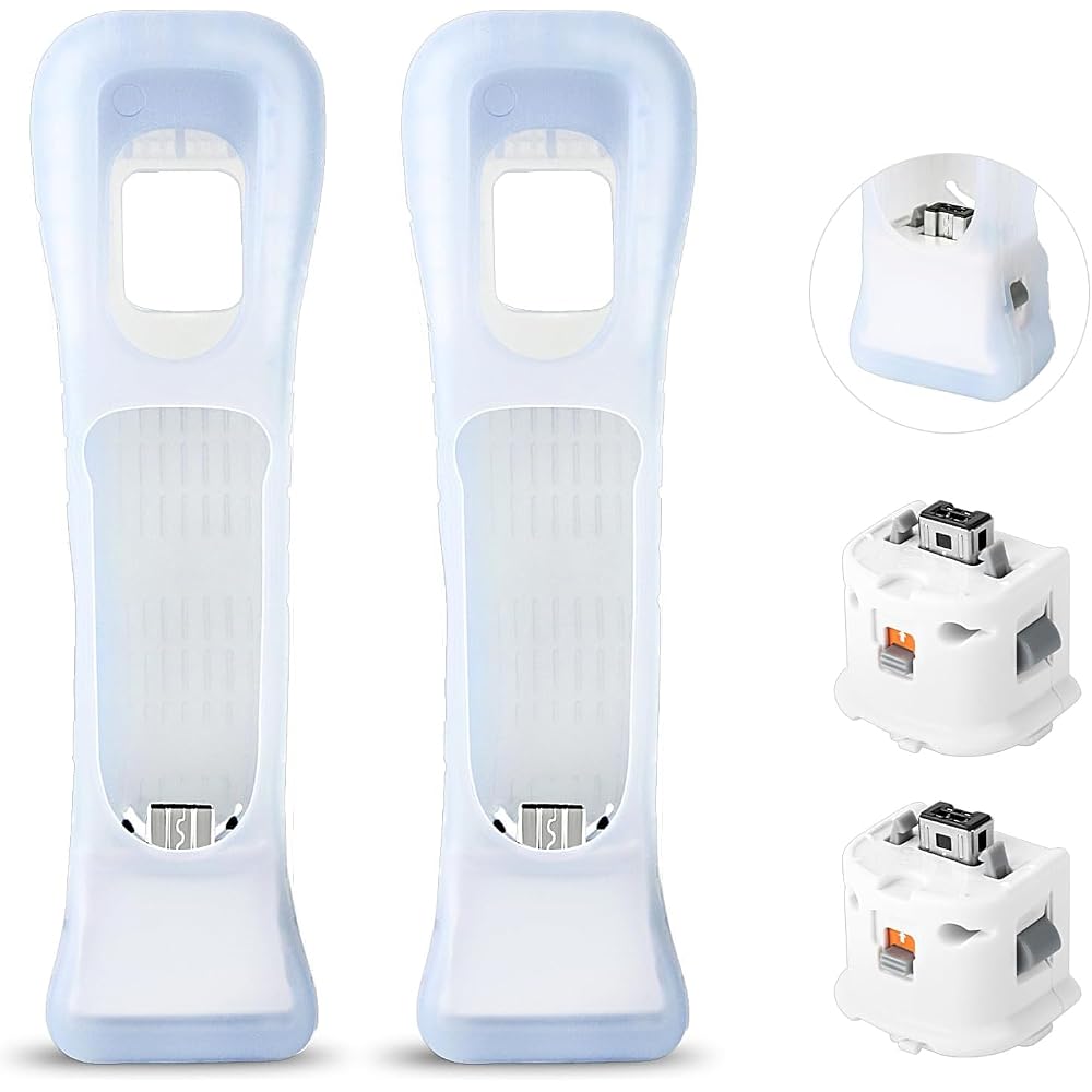 Wii Motion Plus Adapter Set of 2 Wii Remote Control Silicone Case Wii Remote Control Jacket Wii A...
