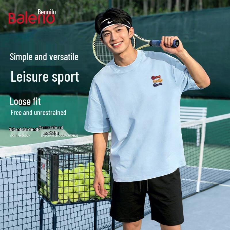 Baleno Men s Pure Cotton Loose Fit Short Sleeve T-Shirt L