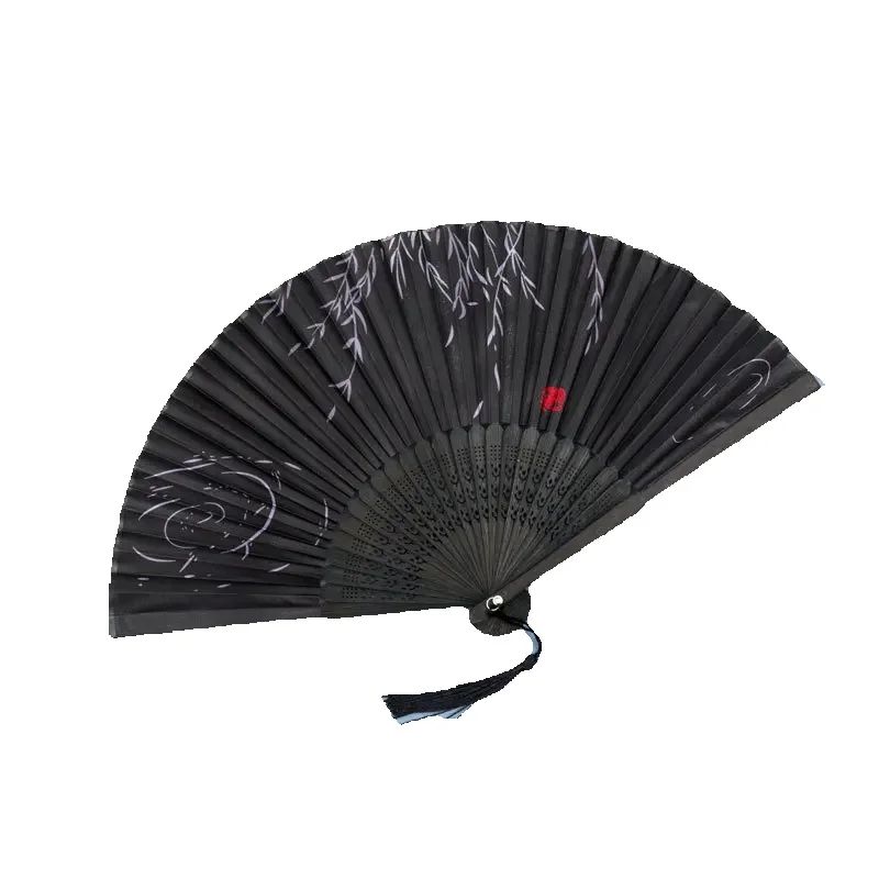 

1 шт. Веер ручной складной в китайском стиле, черный, винтажный, для китайских танцев, вечеринок, складной, летний, женский, для танцев, украшение для дома, подарок для вечеринки чёрный