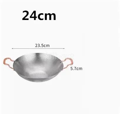 Pot cub Golden Double Ear Bar Cauldron Commercial round Bottom Small Hot Pot Creative Thickened Stainless Steel Dry