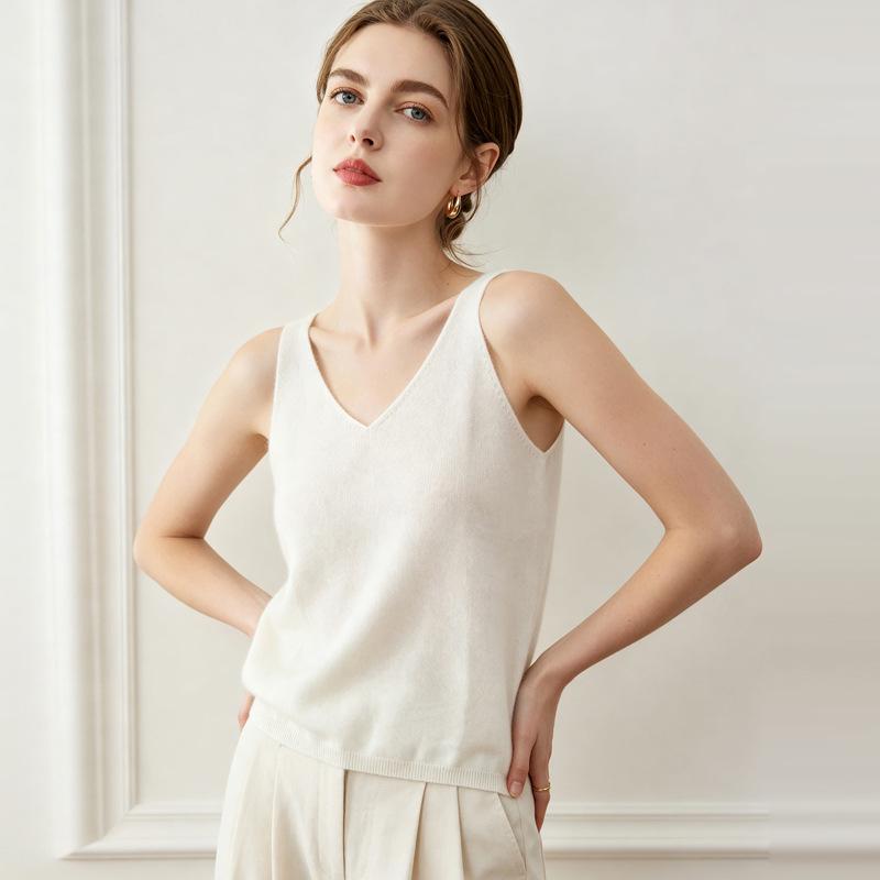 Lekasha Women's Pure Cashmere V-Neck Sleeveless Camisole