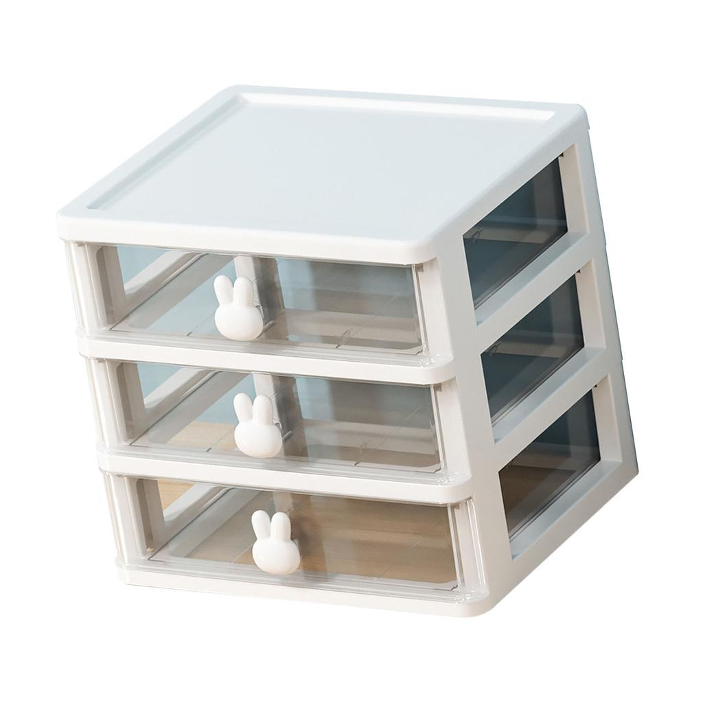 Desk Organizer Clear Plastic Desk Storage Box with 3 Drawers for Office Supplies Makeup