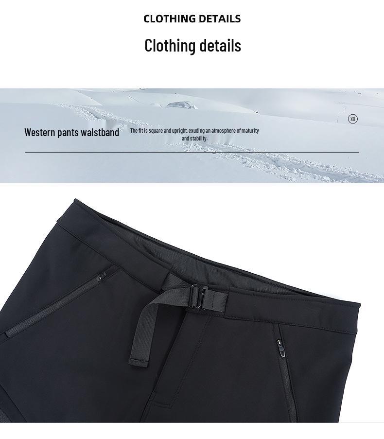Men's Fleece-Lined Windproof Waterproof Softshell Ski Pants for Autumn and Winter