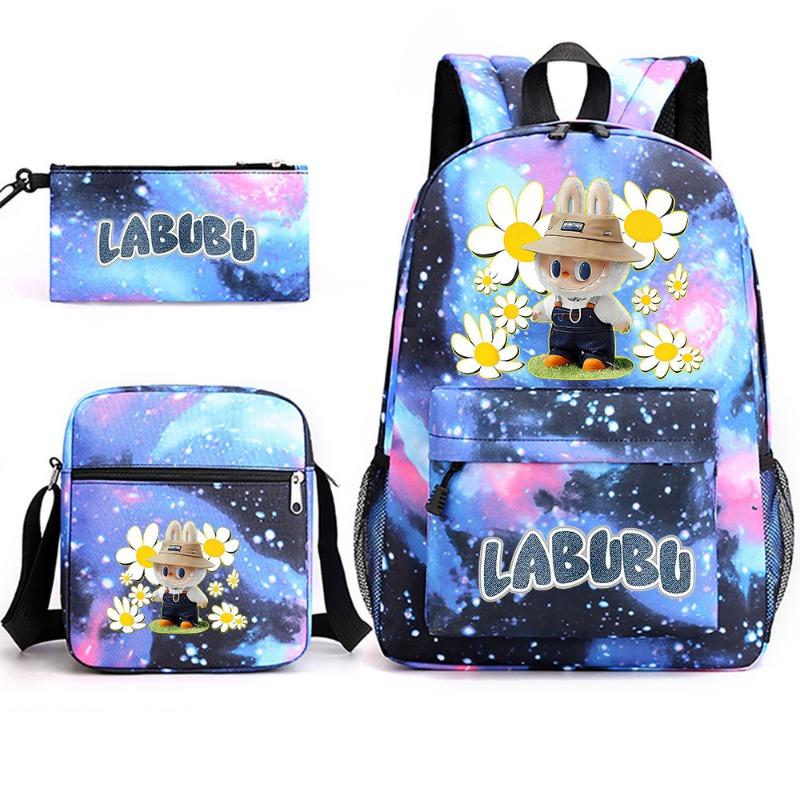 School Bag Peripheral Printing Student Trend Backpack Shoulder Pencil Bag 3-piece Set