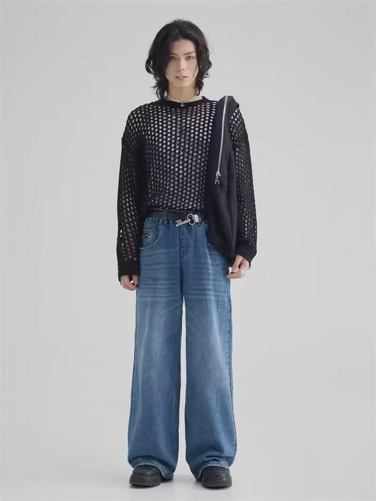 2023 Unisex Modischer Lockerer Strickpullover mit Hohlmuster und Rundhalsausschnitt