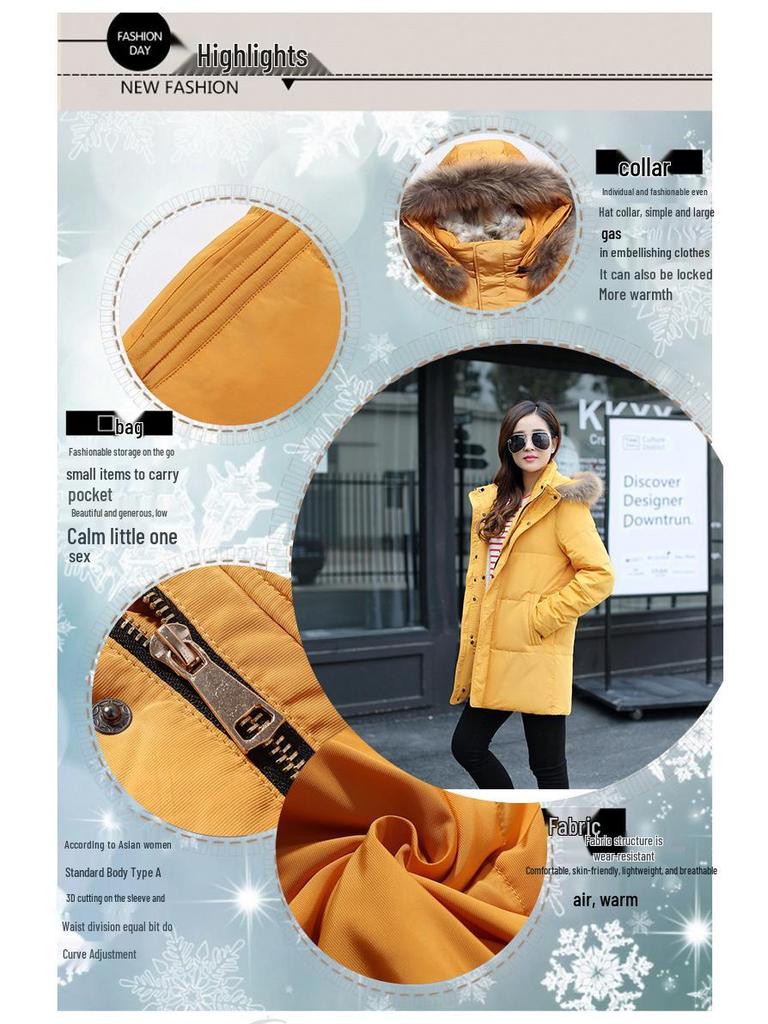 Mittellange Daunenjacke für Damen mit Pelzkragen - Winterkollektion