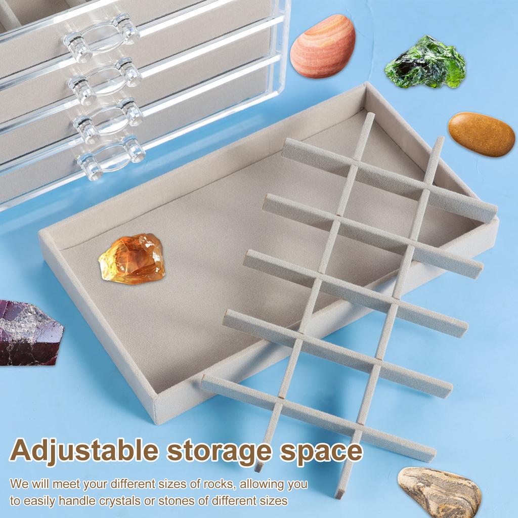 5 Tier Rock Display Case Clear Rock Collection Display Case 90 Grids Large Content Rock Collection Box Multi-role Storage