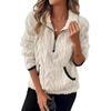 Autumn and Winter New Style Lapel Small Fragrant Jacquard Half Zipper Plush Pocket Short Hoodie