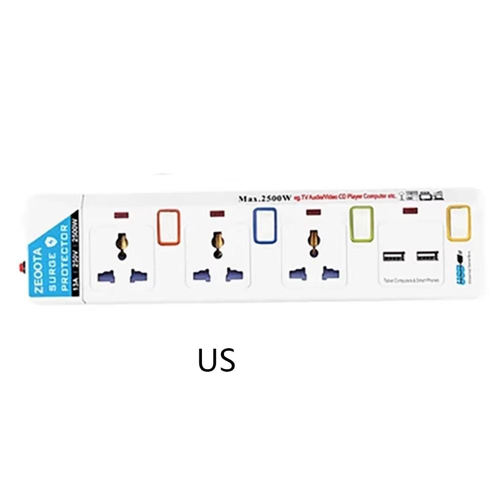 

Melery Extension Lead Power Strip Cord Individual Switched Outlet Overload Surge Protector Universal Plug USB Sockets 2500W 1.8m Cable