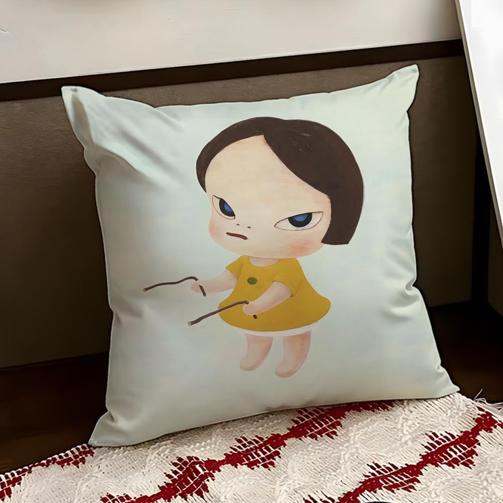 YYoshitomo Nara Art Cushion Cover Reversible Soft Durable Pillow Cover Home  Car MultiScene Use for Daily Comfort
