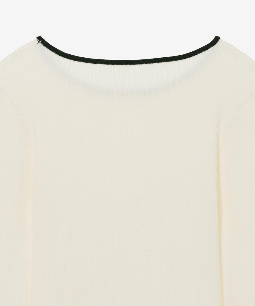 MIND BRIDGE WOMEN [W][Couture] Boat Neck Rib Contrast Slim Fit Knit
