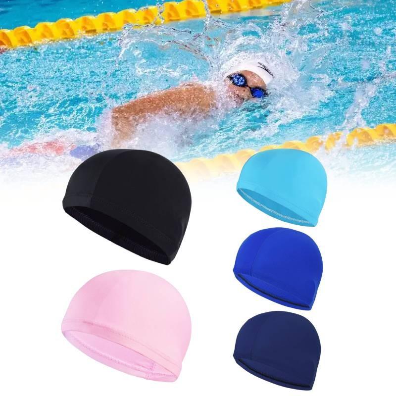 Color Solid Nylon Swimming Cap Durable High Elasticity Hat Outdoor Activities
