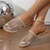 Fashion Women Slippers 2025 Summer New Women Round Head Sandals Hot Water Diamond Flats Home Slippers Slides Women Zapatos De Mujer