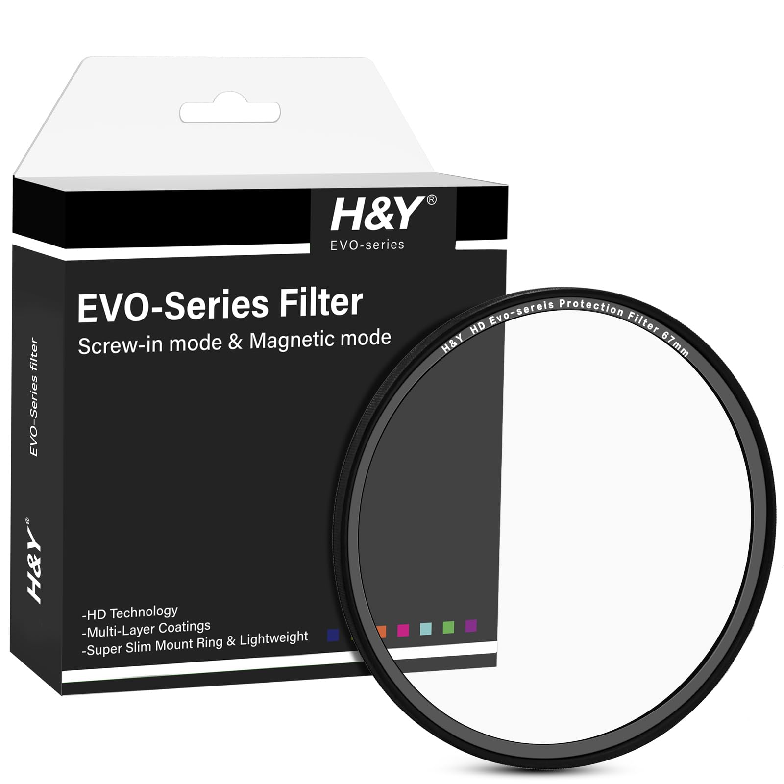 

67mm HD EVO Lens Magnetic or Low High Thin H&Y Filter, EUV67, Screw-in Compatible, Reflection, Flatness, Frame, Anti-Static, Dirt-Resistant,