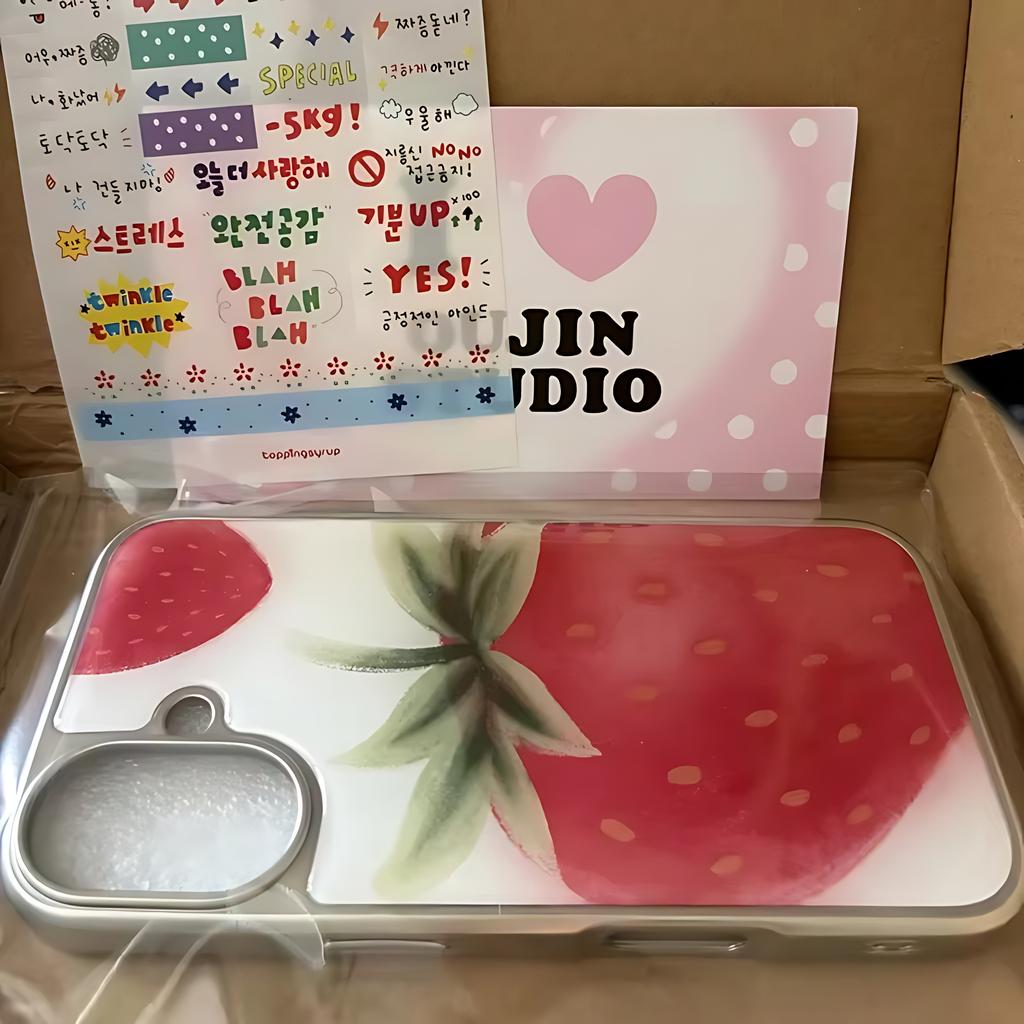 Ins Cute Fruit Strawberry Tomato Phone Case for iPhone 17 16e 16 15 14 13 12 11 Air Pro Max X XR XSMAX 8 7 Plus Clear Back Cover