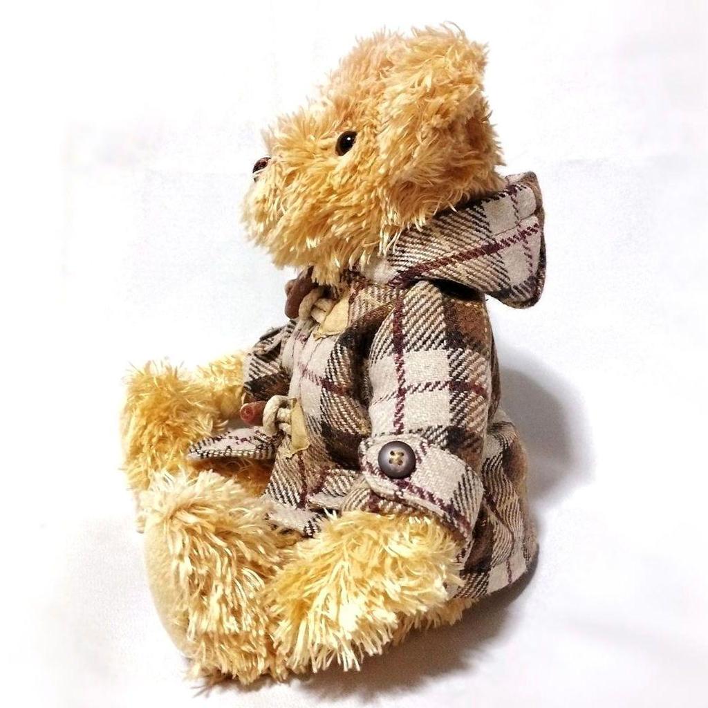 [USED] Color Rich Teddy Bear Plush Checkered Coat Vintage