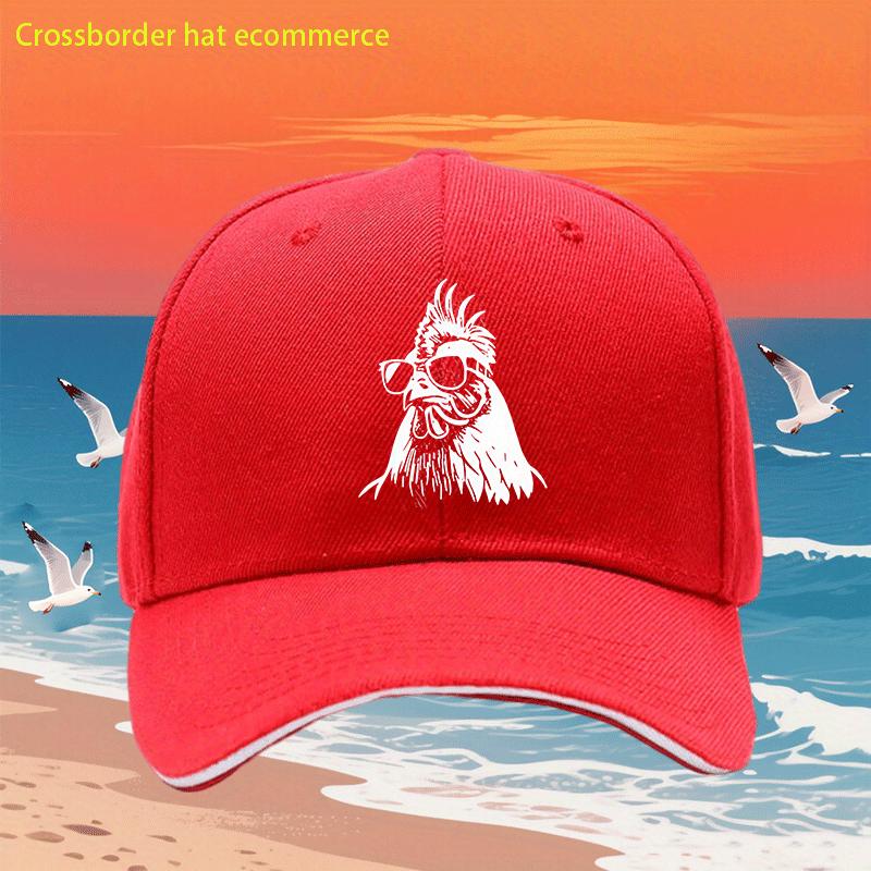 

Cool Chicken With Sunglasses Baseball Cap Funny Summer Beach Trucker Hat Adjustable Unisex One Size
