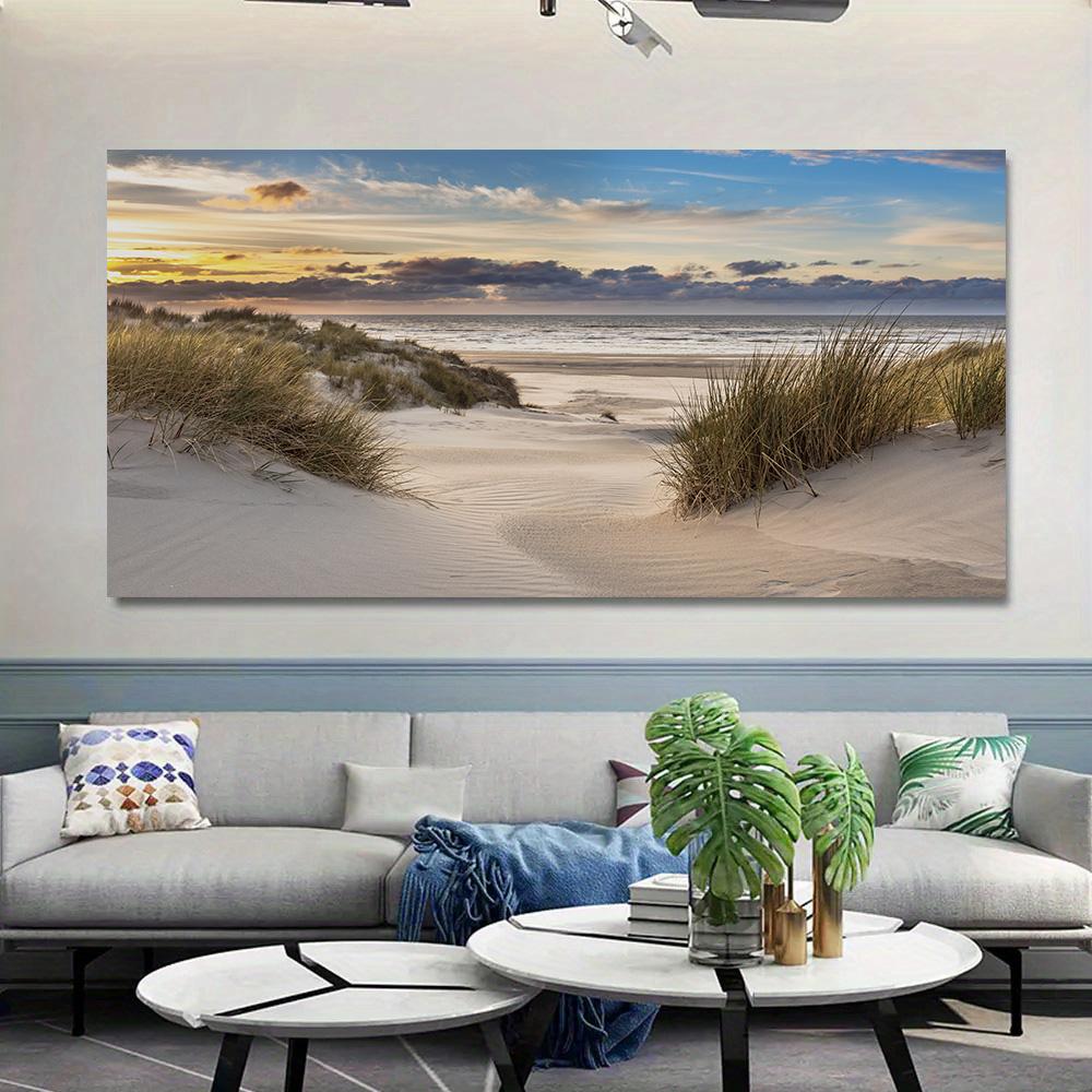 Nordic Seaside Beach Sunset Canvas Wall Art Landscape Painting for Living Room Decor Coastal Sea Prints Home Decor