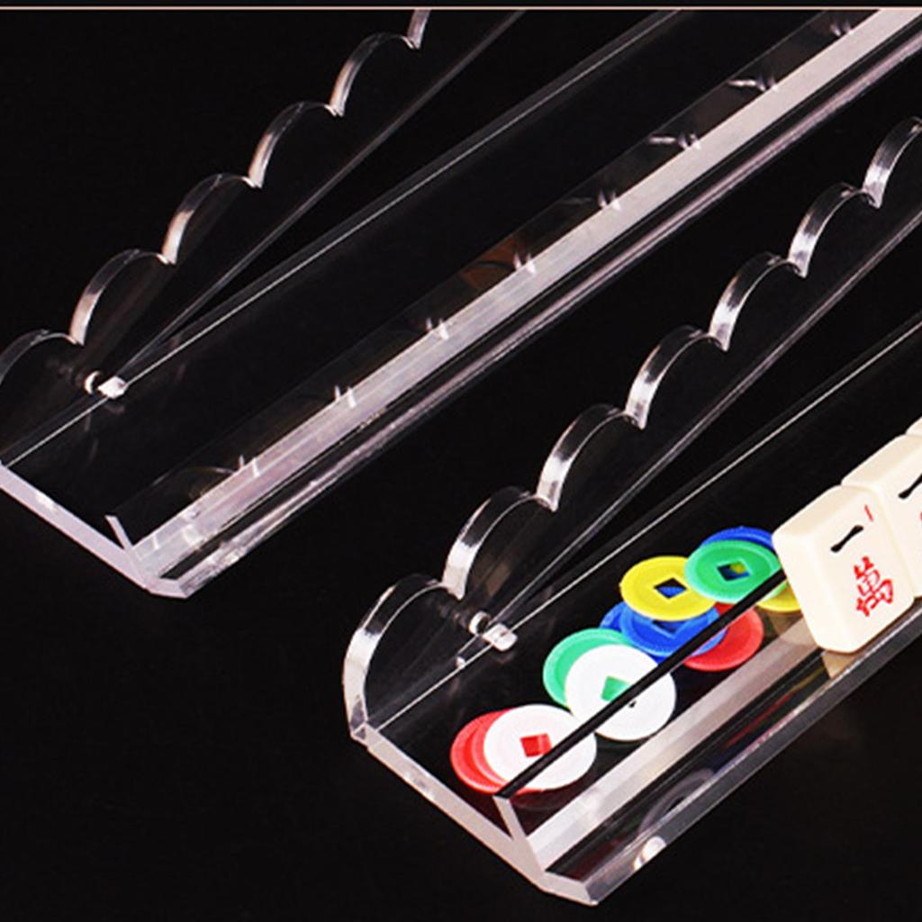 Transparent Acrylic Mahjong Rack with Magnetic Pusher 3-in1 Mahjong Tile Pusher & Organizer Quick Setup for Home Use