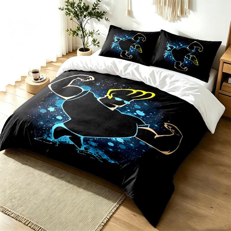 Johnny Bravo 3pc Duvet Cover Set Simple Modern Bedding Set Wrinkle Resistant Soft Fabric All Season Use a perfect gift