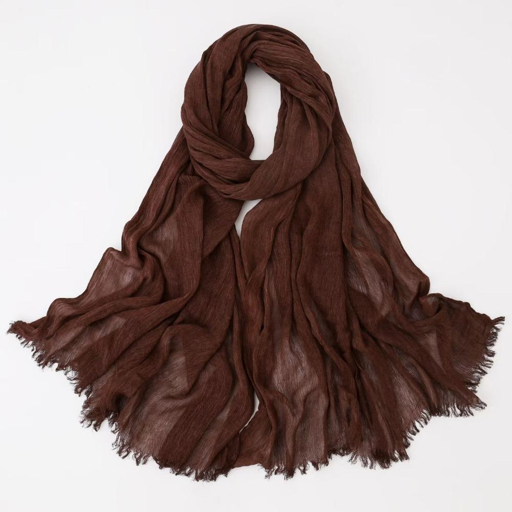 Solid Color Crinkle Hijabs Tie-dye Rayon Female Turban Women Muslim Scarf Shawls Four Seasons