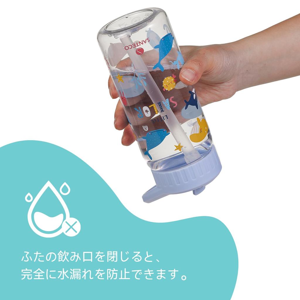 SANTECO Children's Water Bottle with Straw, 500ml, Direct Drinking, with Handle, Tritan Material, Cold Water Only, Lightweight, Cute, Kids'