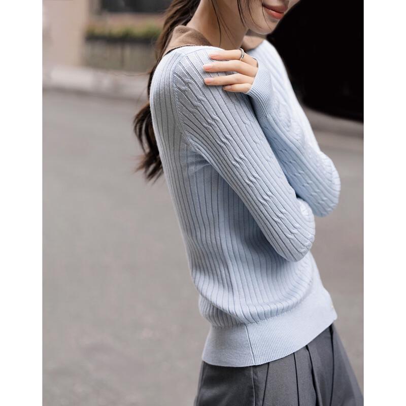 Elegant V-Neck Contrast Cable Knit Cardigan XL