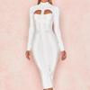 European & American Autumn/Winter Women's Long-Sleeve Sexy Hollow Chest Slim Bandage Dress