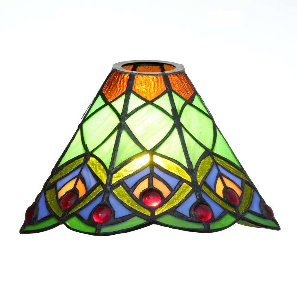 8 Inch Creative Stained Glass Peacock Lampshades Replacement, Only Handmade Phoenix Tail Vintage Lamp Shade, for Pendant Light