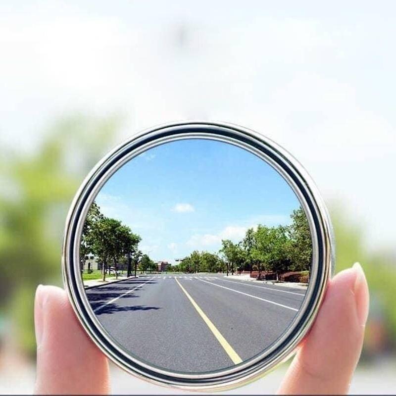 2Pcs Car Rearview Sucker Mirrors 360° Blind Spot Mirror Adjustable Round Frame Convex Wide-angle Clear Rearview Auxiliary Mirror