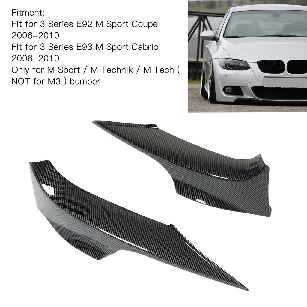 Front Bumper Lips Corner Spoilers Splitters Lower Bumper  or Trim for 3 Series E92 M Sport   2006‑2010