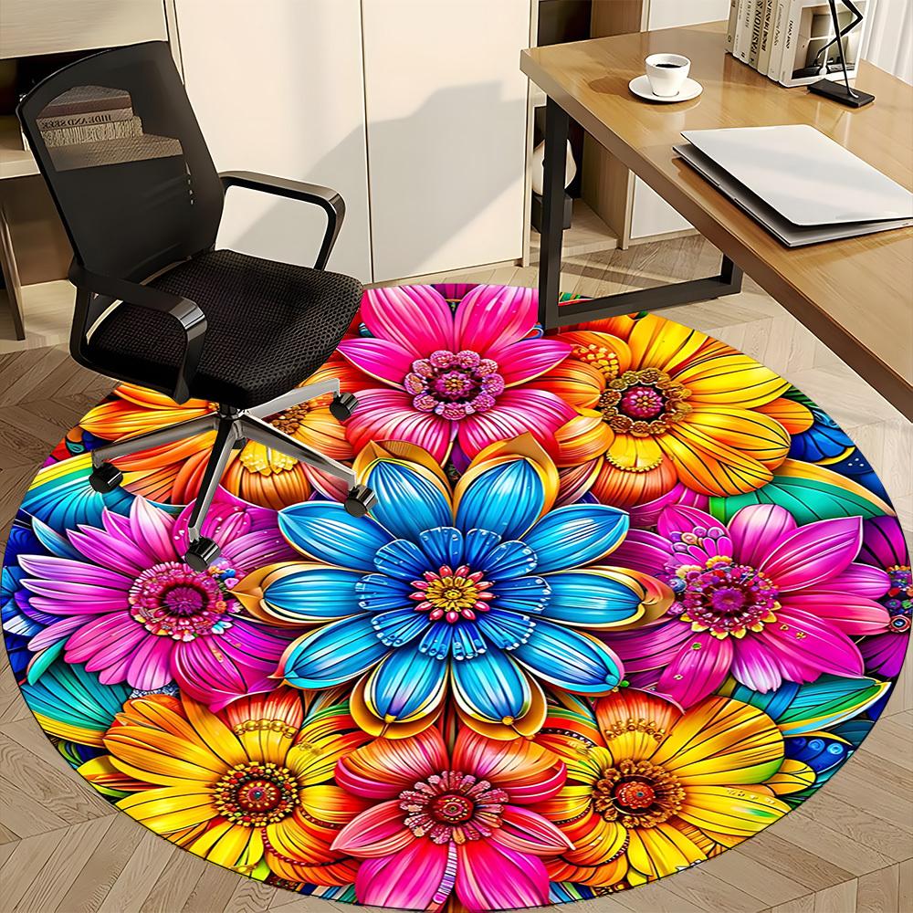 1pc Floral Mandala Pattern Chair Carpet for Office, , Non-slip Carpet, Very Suitable for Offices, farmhouses,Outdoor Carpet Yy251120027