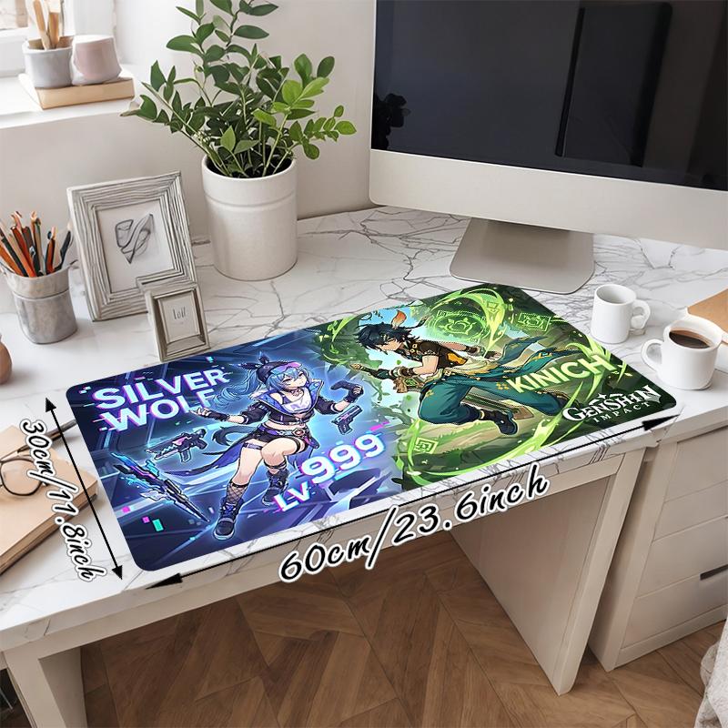 1Pc Silver Wolf Vs Kinich Gaming Mouse Pad Keyboard Desk Mat Non-slip Rubber Lock Edge Waterproof Computer Mousepad for Office Home Decor Y1349