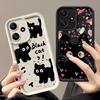 Lovely Black Cat Love Heart Phone Case For Xiaomi Redmi Note 13 12 Pro Plus 4G 5G 13C 12C 14C 10C A3 Matte Silicone Soft Cases