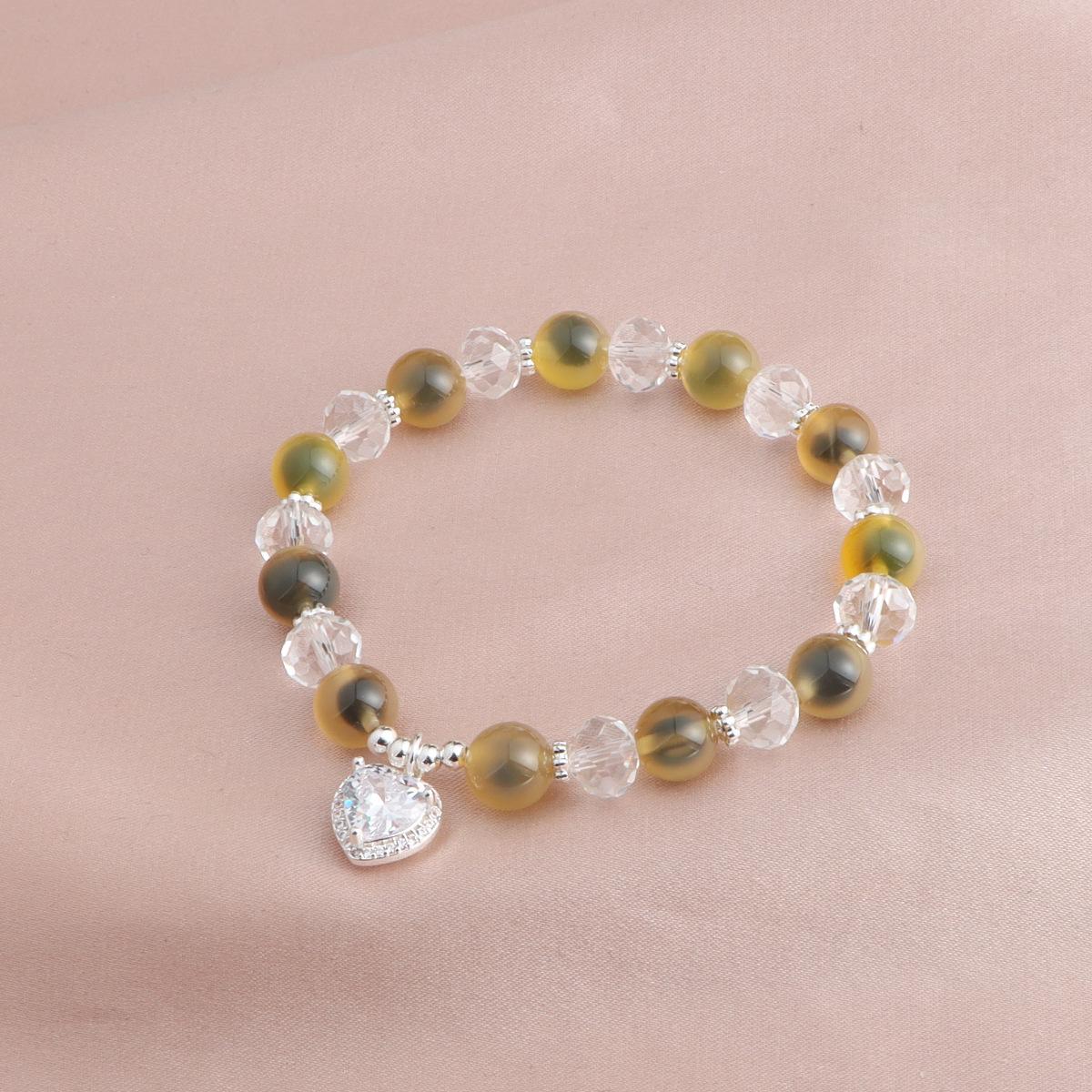 New Chinese bracelet, sugar heart agate butterfly love flower pendant, crystal bracelet, dopamine versatile Guochao