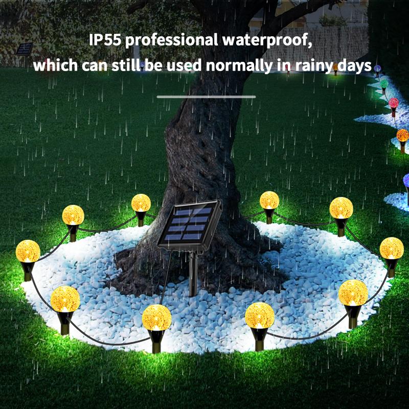 

Solar Outdoor Fairy Lights with 8 Modes Warm Light/RGB Globe Waterproof Stake Lights Mini Crystal Bubble Decorative Lights Warm white