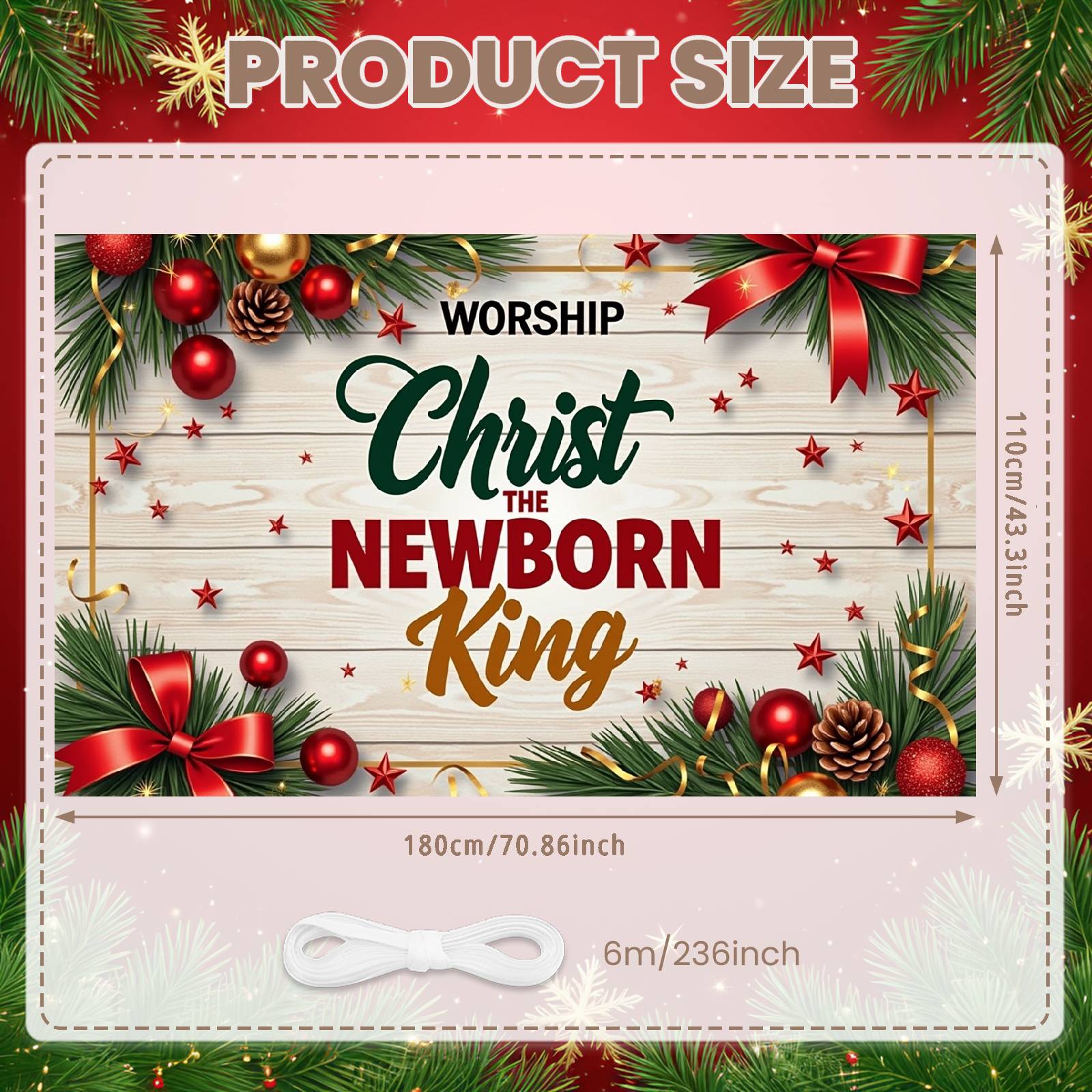 Christian Nativity Display Red Decorative Christ Backdrop Xmas Worship Banner Christmas Ornaments Christmas Banner For Festive