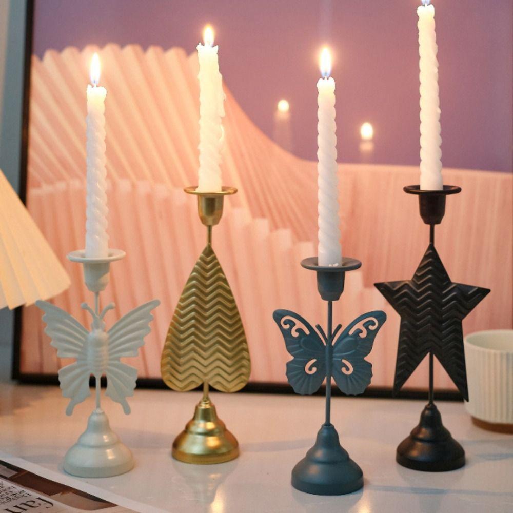 Modern Retro European Style Candlestick Holder Holder Decor Candlelight Dinner Props Iron Ornaments Candle Stand Bedroom